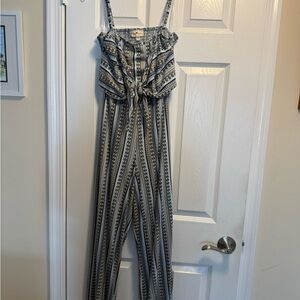 Derek Heart Black and White Patterned Jumpsuit